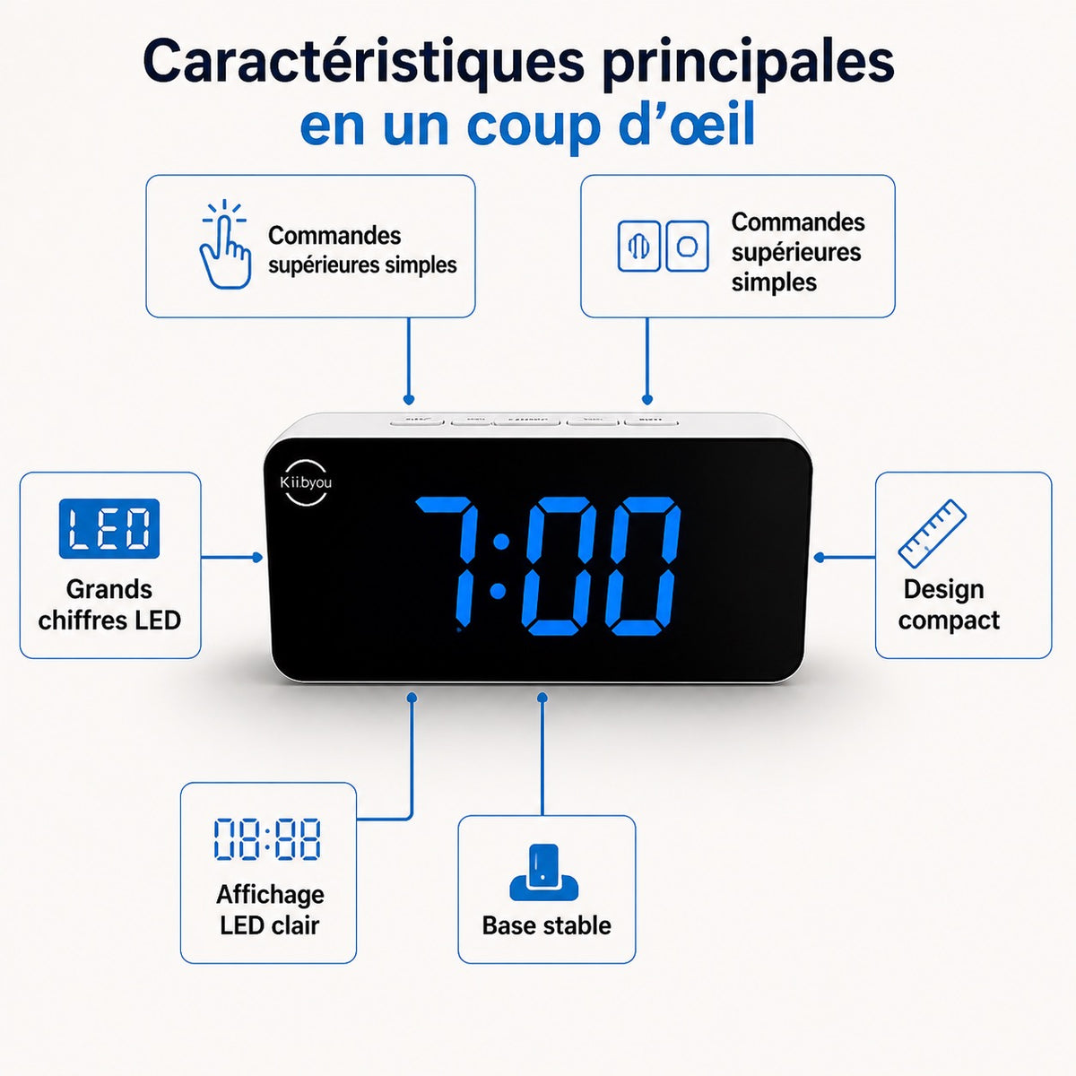 RÉVEIL LED NUMÉRIQUE DESIGN – AFFICHAGE MIROIR