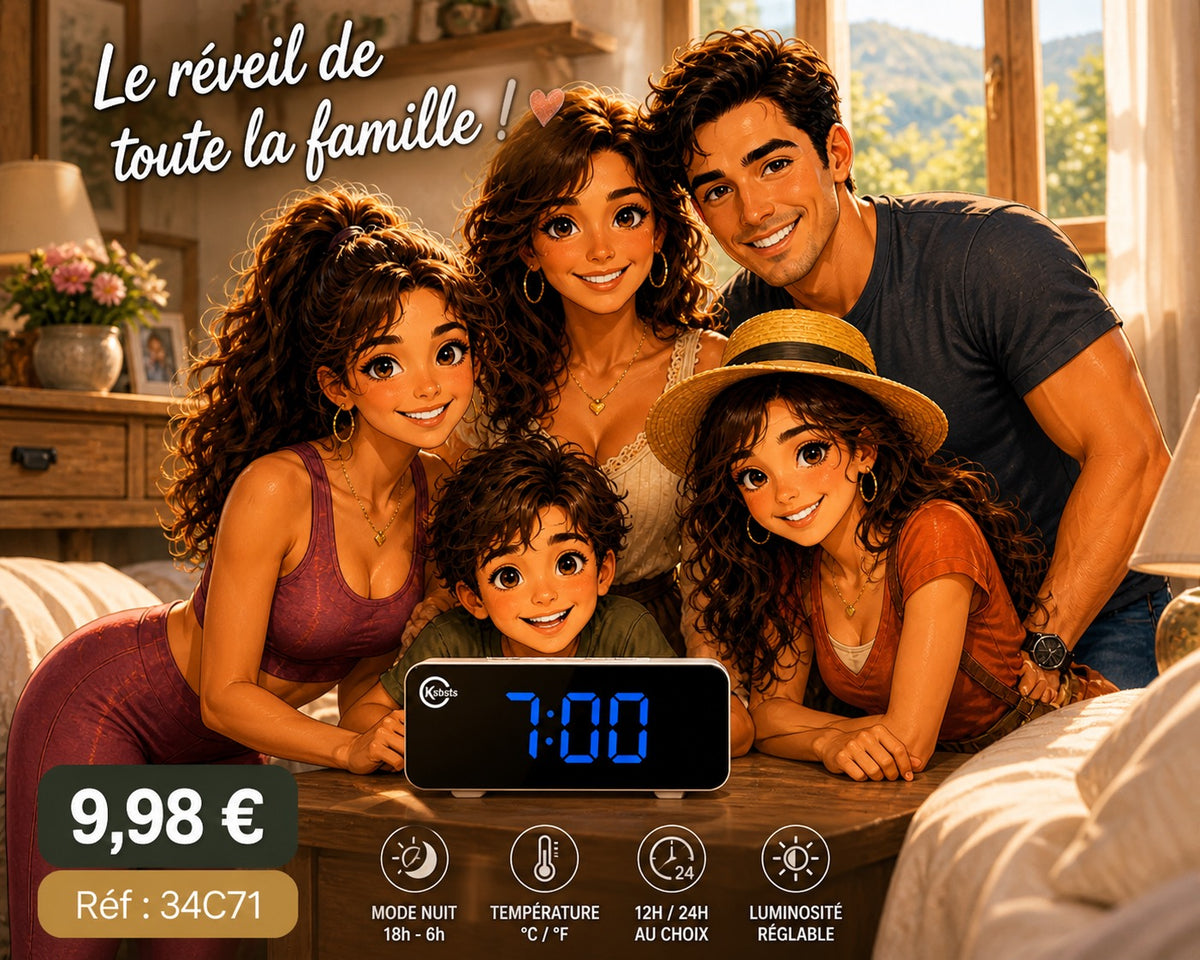 RÉVEIL LED NUMÉRIQUE DESIGN – AFFICHAGE MIROIR