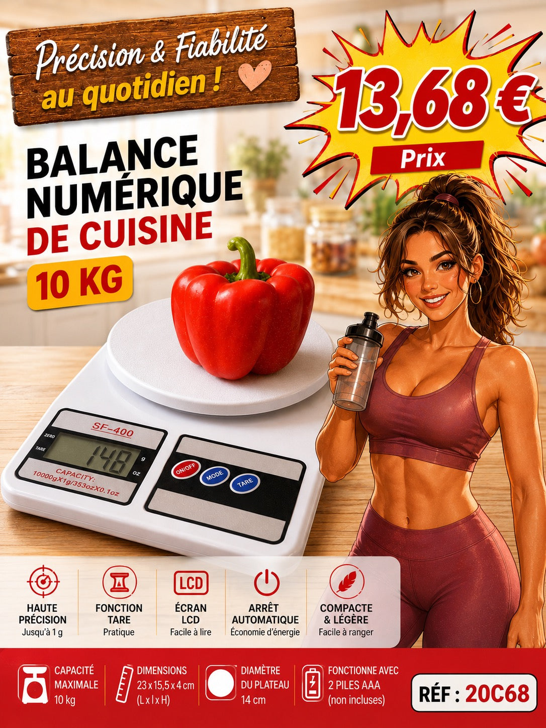 ✨ BALANCE DE CUISINE NUMÉRIQUE 10 KG ✨
