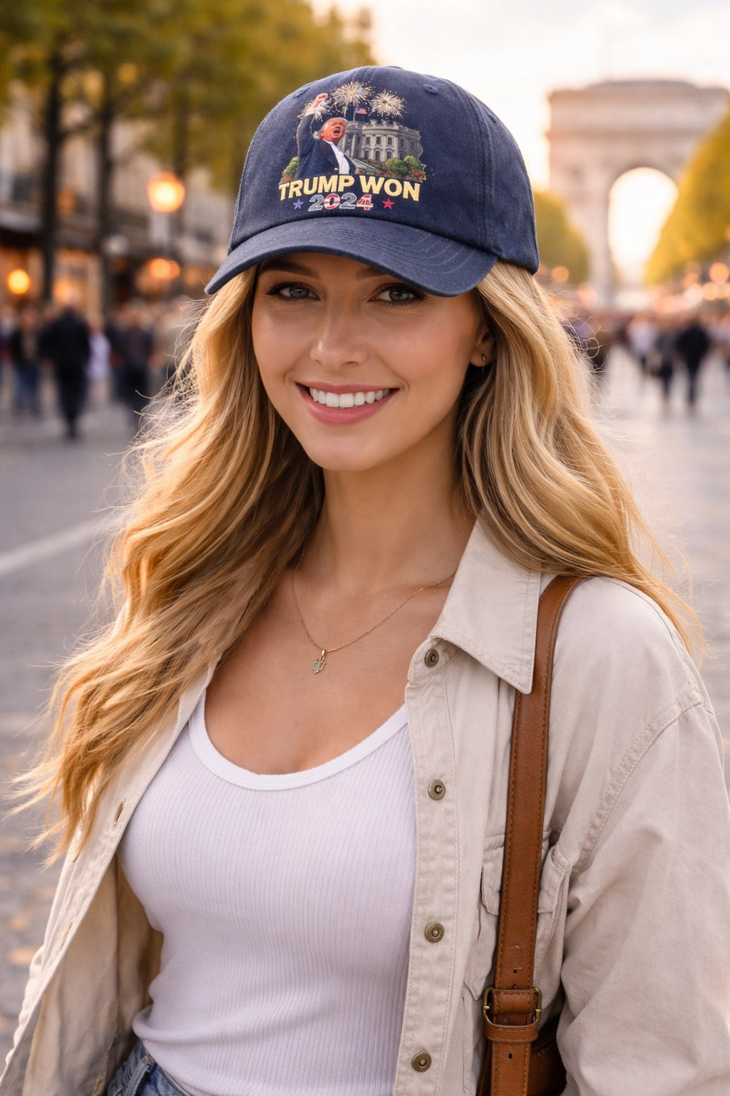 CASQUETTE GRISE « TRUMP WON 2024 » – STYLE VINTAGE AMÉRICAIN