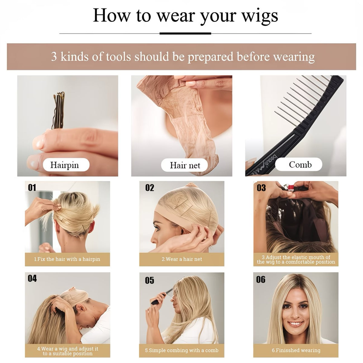 Long two-tone blonde/brown wig