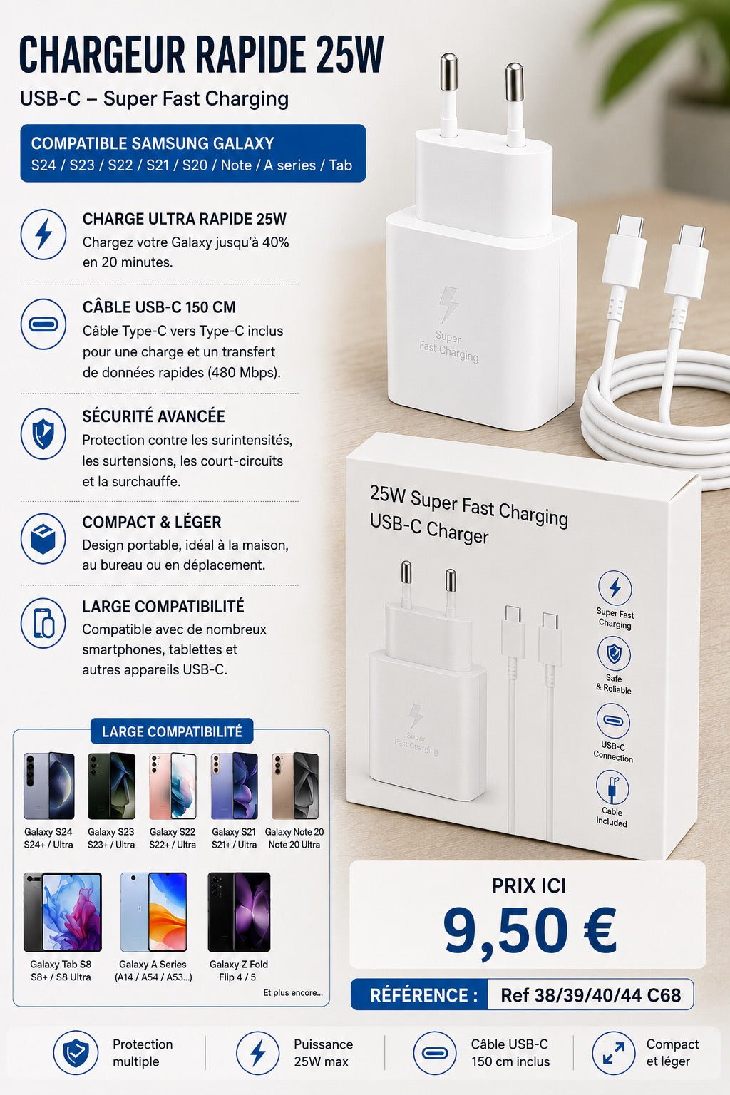 Chargeur Samsung 25 wat