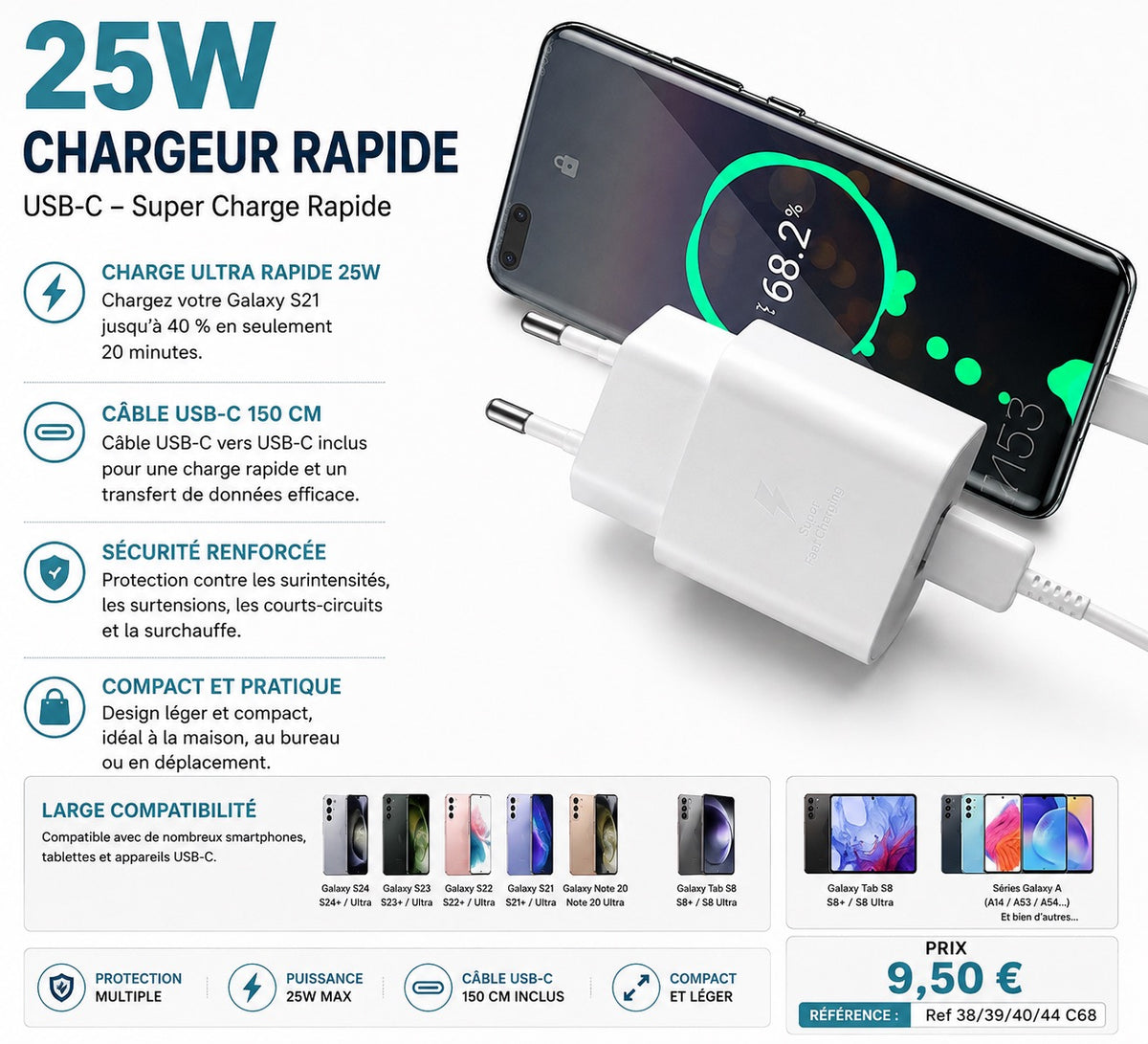 Chargeur Samsung 25 wat