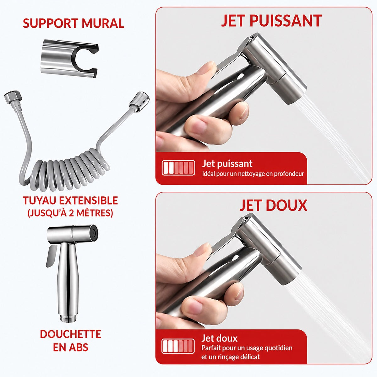 🚿 Douchette WC Pressurisée Grise – Hygiène, Nettoyage et Polyvalence !