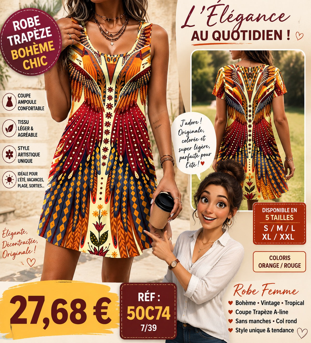 ROBE BOHÈME ARTISTIQUE – STYLE VINTAGE & ÉLÉGANCE ESTIVALE