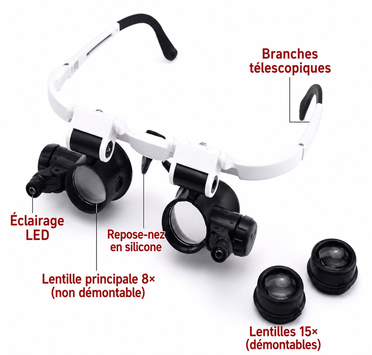 🔍 Loupes Binoculaires LED Professionnelles 8x / 15x / 23x