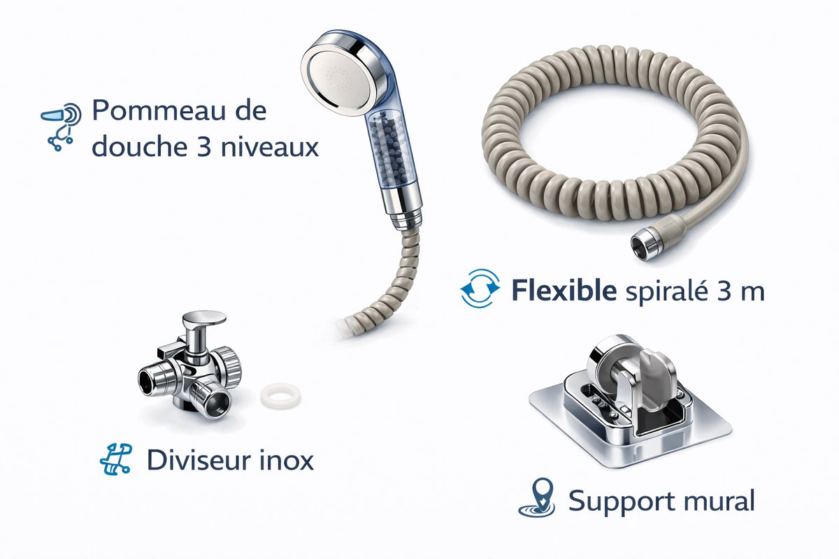 Douchette kit complet 4 pièces