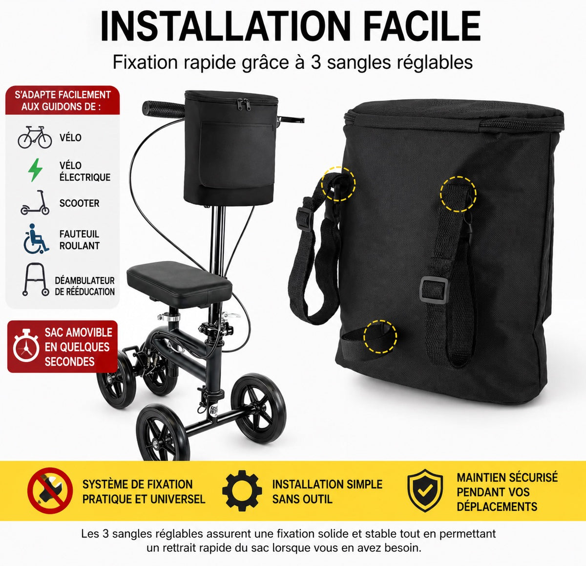 🚲 Sac de Guidon Multifonction Grande Capacité – Imperméable et Amovible