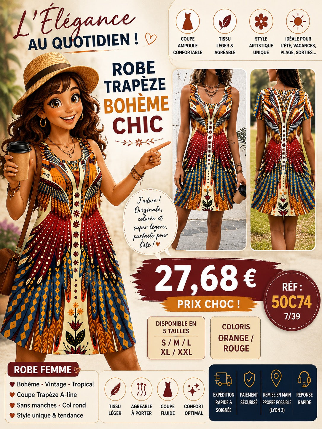 ROBE BOHÈME ARTISTIQUE – STYLE VINTAGE & ÉLÉGANCE ESTIVALE