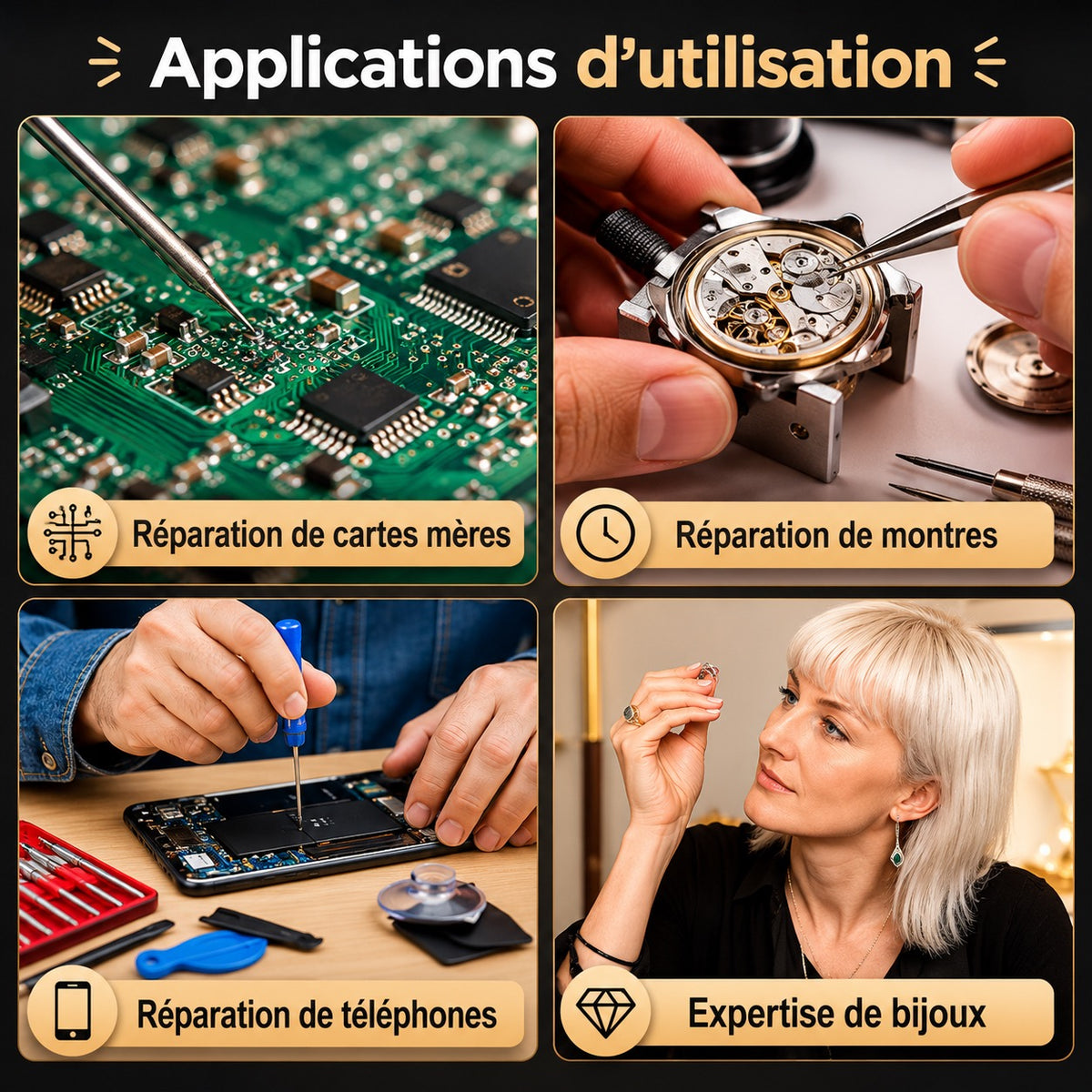 🔍 Loupes Binoculaires LED Professionnelles 8x / 15x / 23x