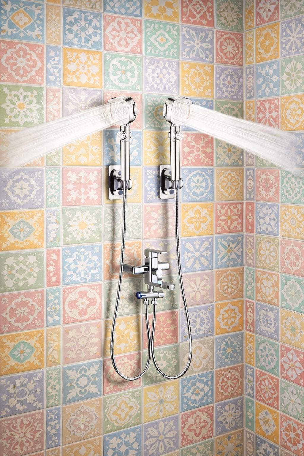 Douche en duo — 2 têtes de douche portables