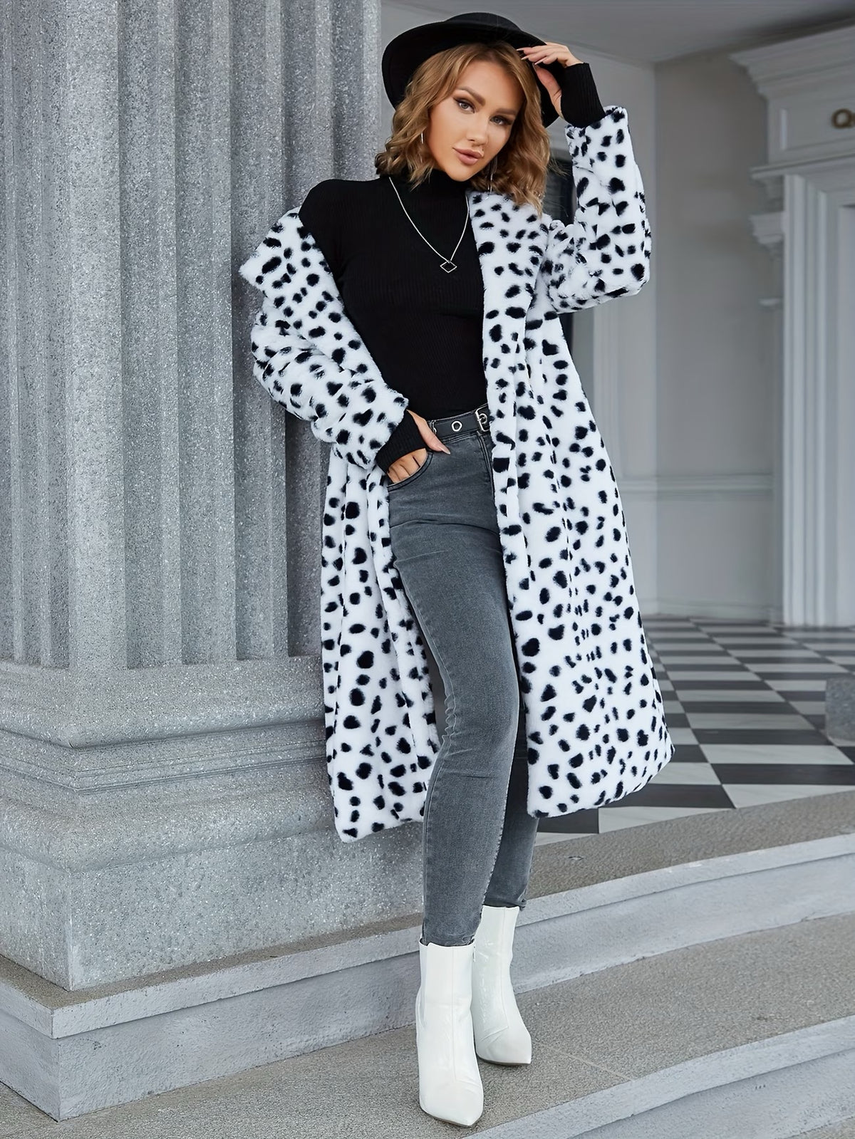 Manteau Long Imprimé Léopard – Fausse Fourrure Style Cowgirl Chic