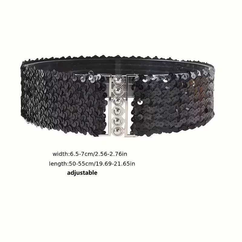 CEINTURE ÉLASTIQUE À PAILLETTES – STYLE GLAMOUR EFFET WOW ✨