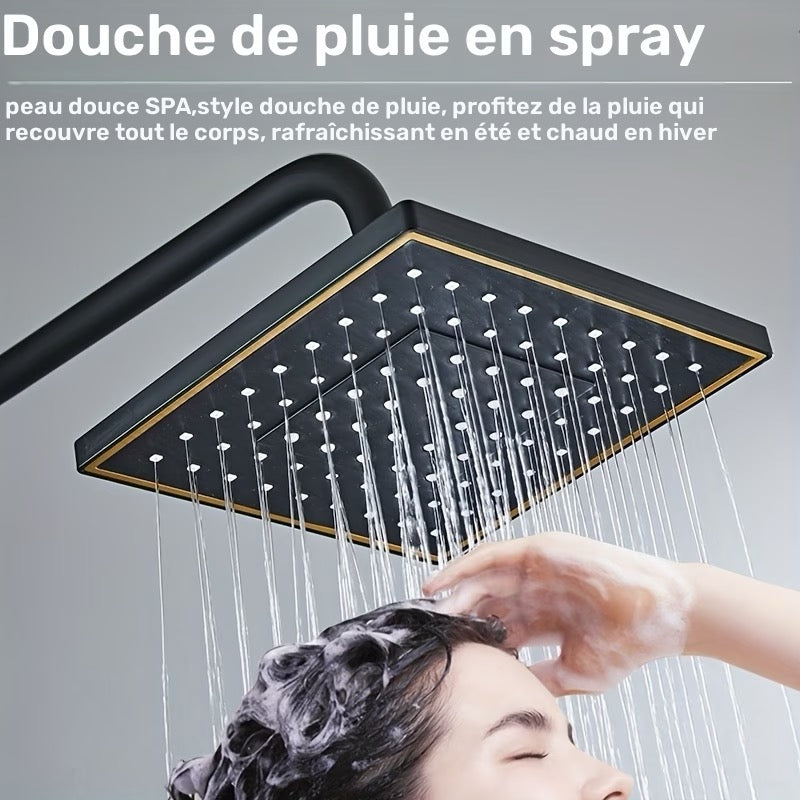 Douche de luxe noir & or - Système intelligent 4 fonctions