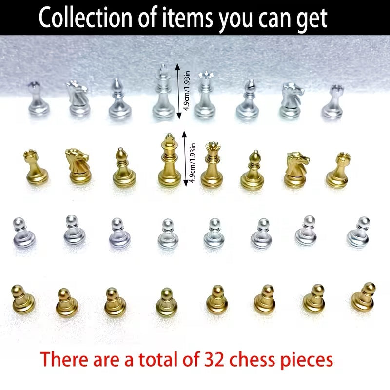 SET ÉCHECS LUXE OR ARGENT + TAPIS EN TISSU