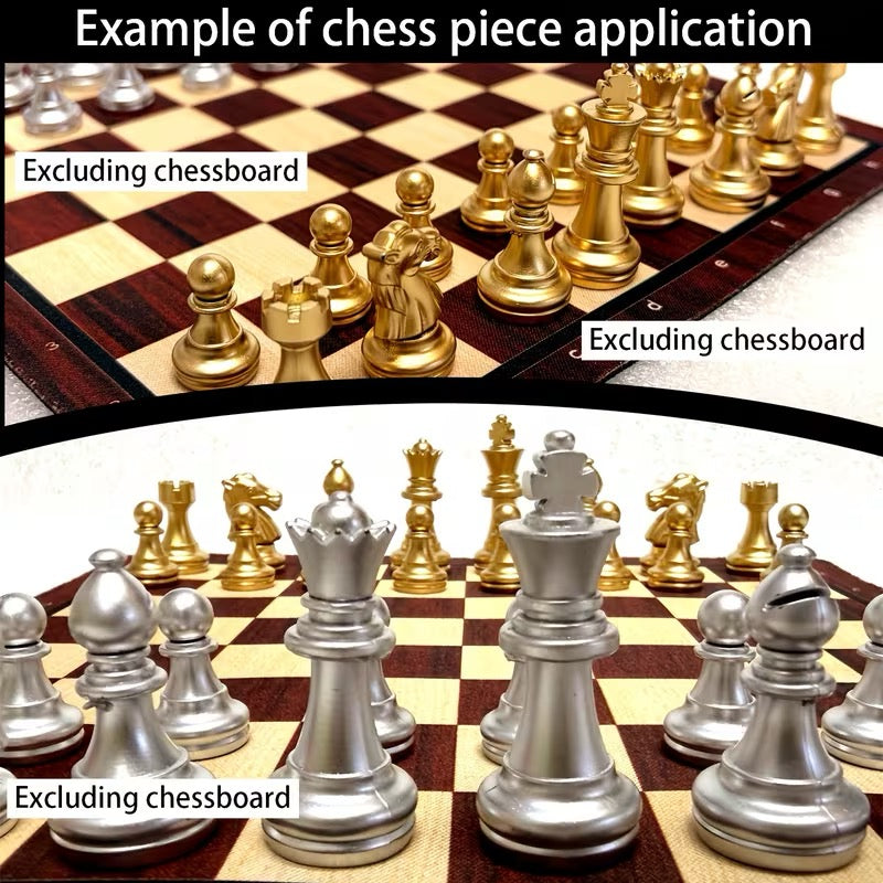 SET ÉCHECS LUXE OR ARGENT + TAPIS EN TISSU