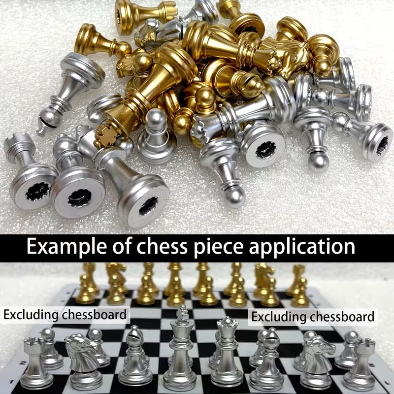 SET ÉCHECS LUXE OR ARGENT + TAPIS EN TISSU