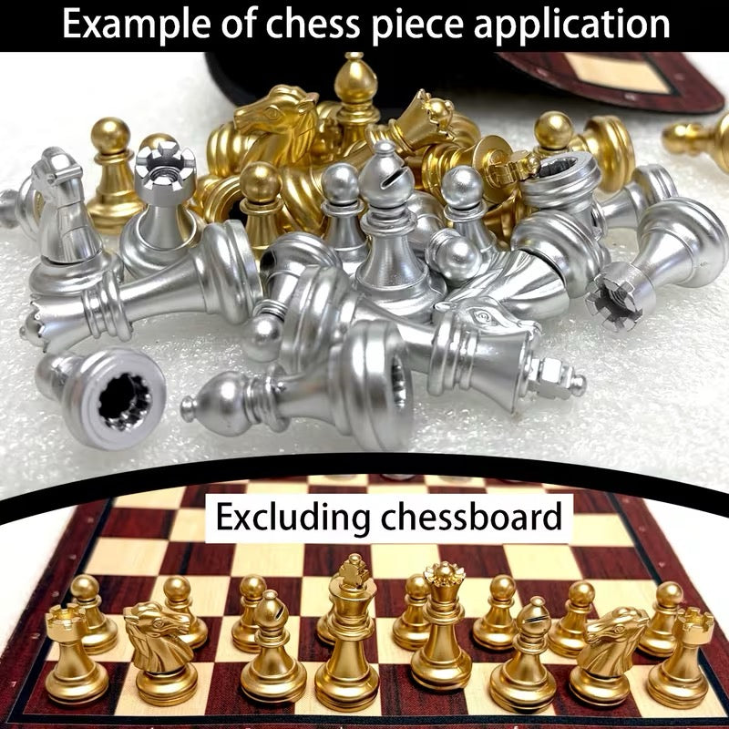 SET ÉCHECS LUXE OR ARGENT + TAPIS EN TISSU