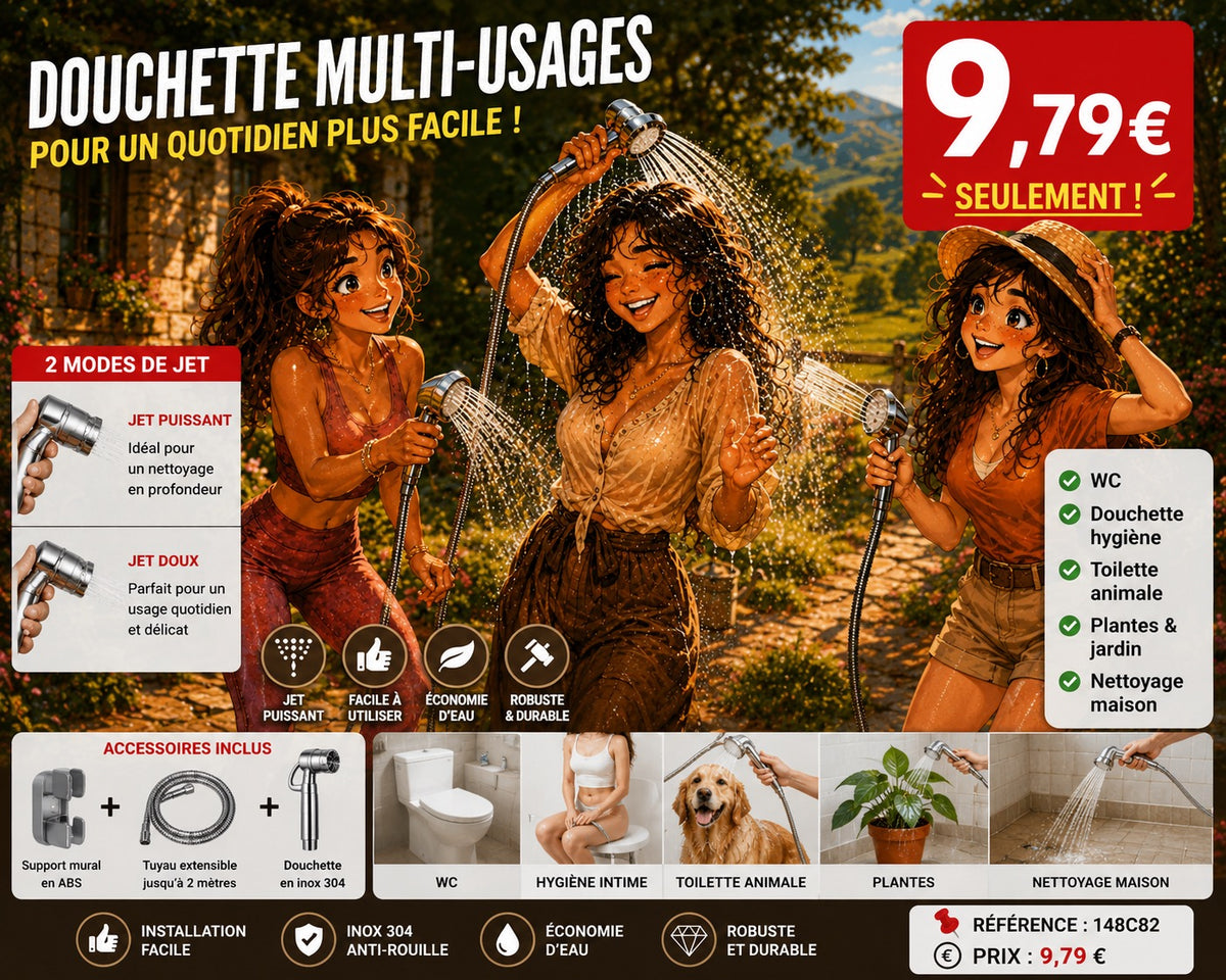 🚿 Douchette WC Pressurisée Grise – Hygiène, Nettoyage et Polyvalence !