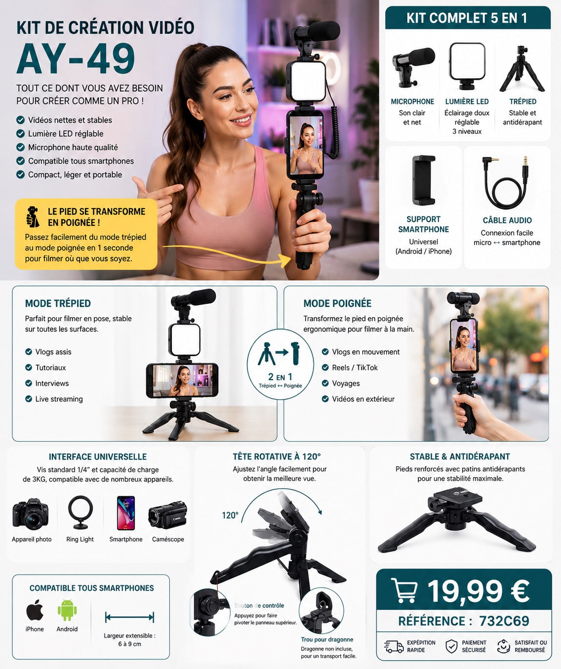 ✨ KIT DE CRÉATION VIDÉO AY-49 – VLOG, YOUTUBE, REELS &amp; LIVE ✨