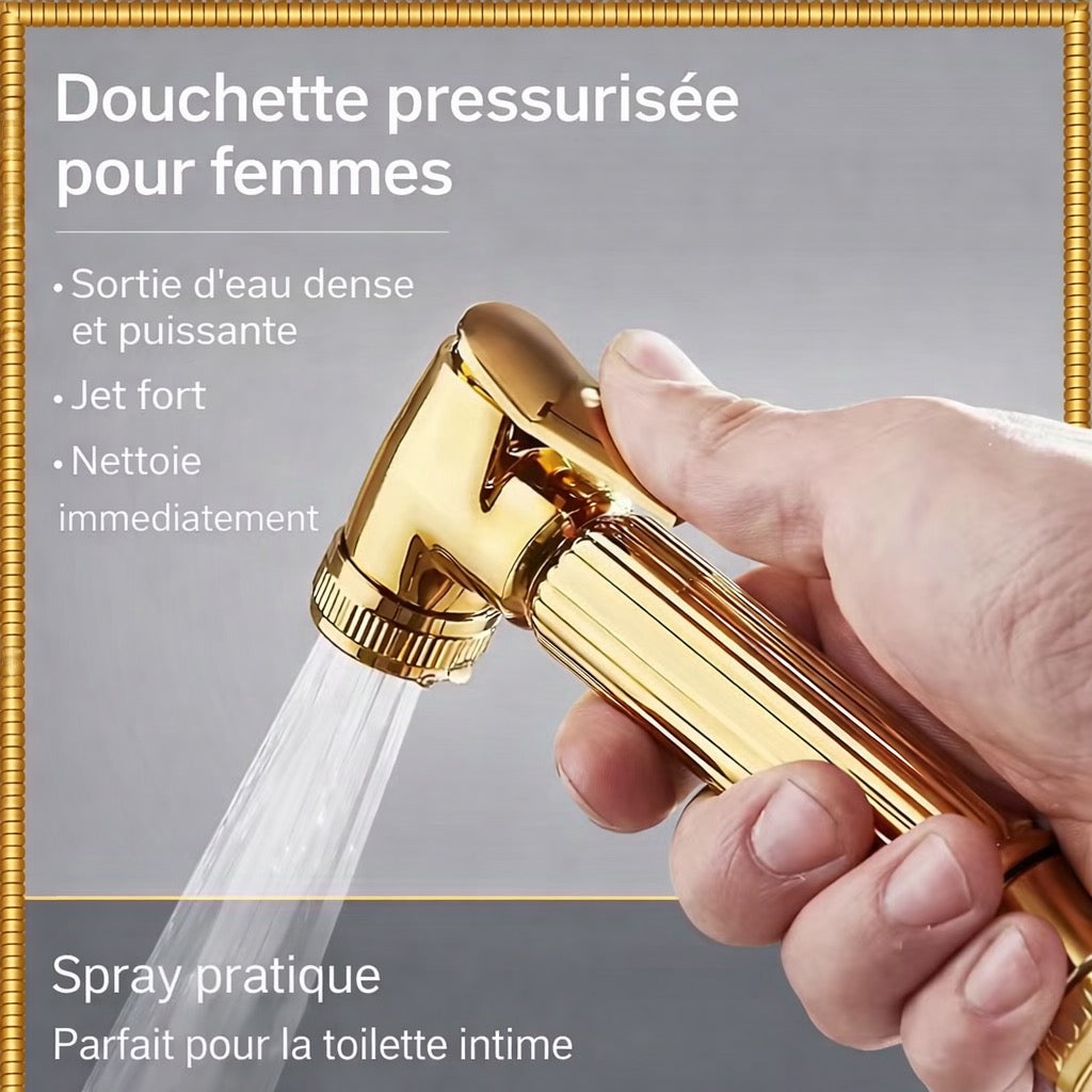 Douche de luxe noir & or - Système intelligent 4 fonctions