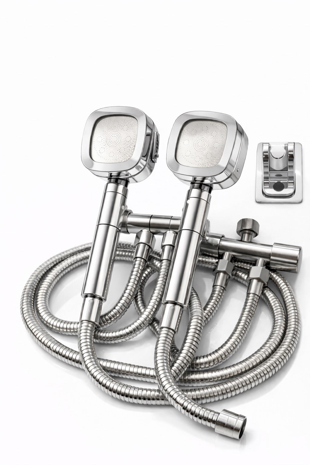 Douche en duo — 2 têtes de douche portables