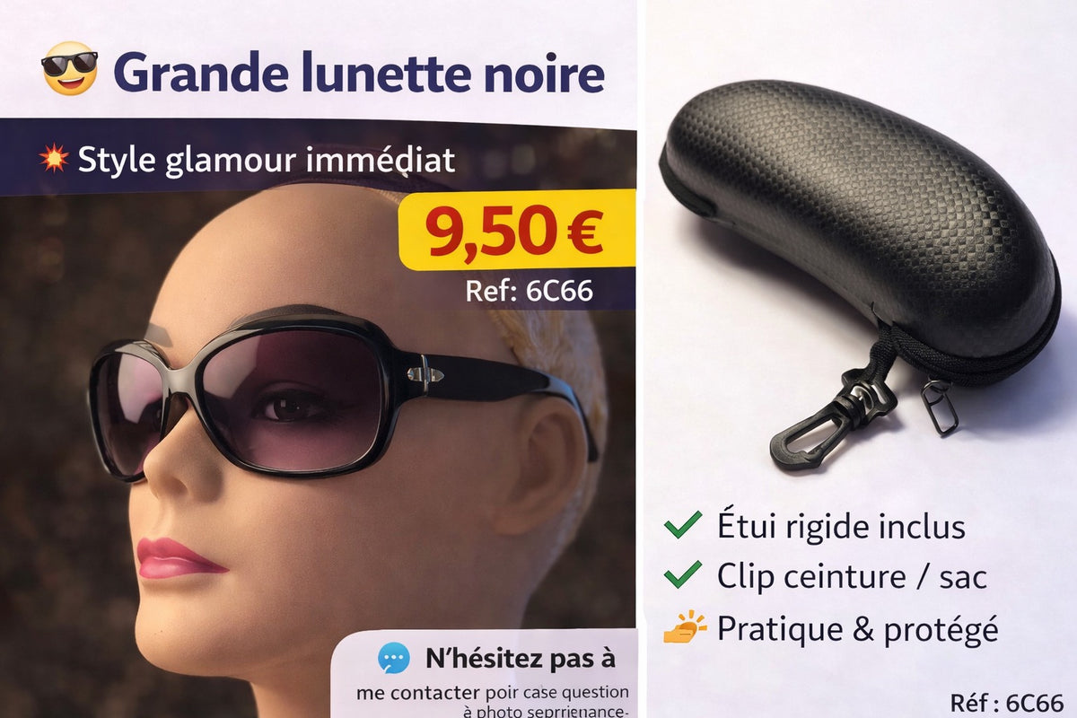 Grande lunette noire – Style + protection