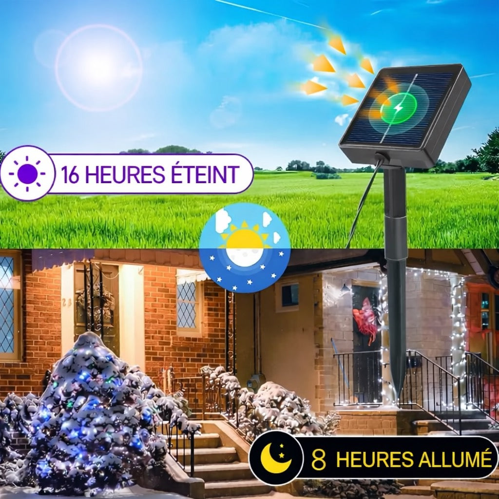 GUIRLANDE SOLAIRE 12 M – 100 LED – EXTÉRIEUR