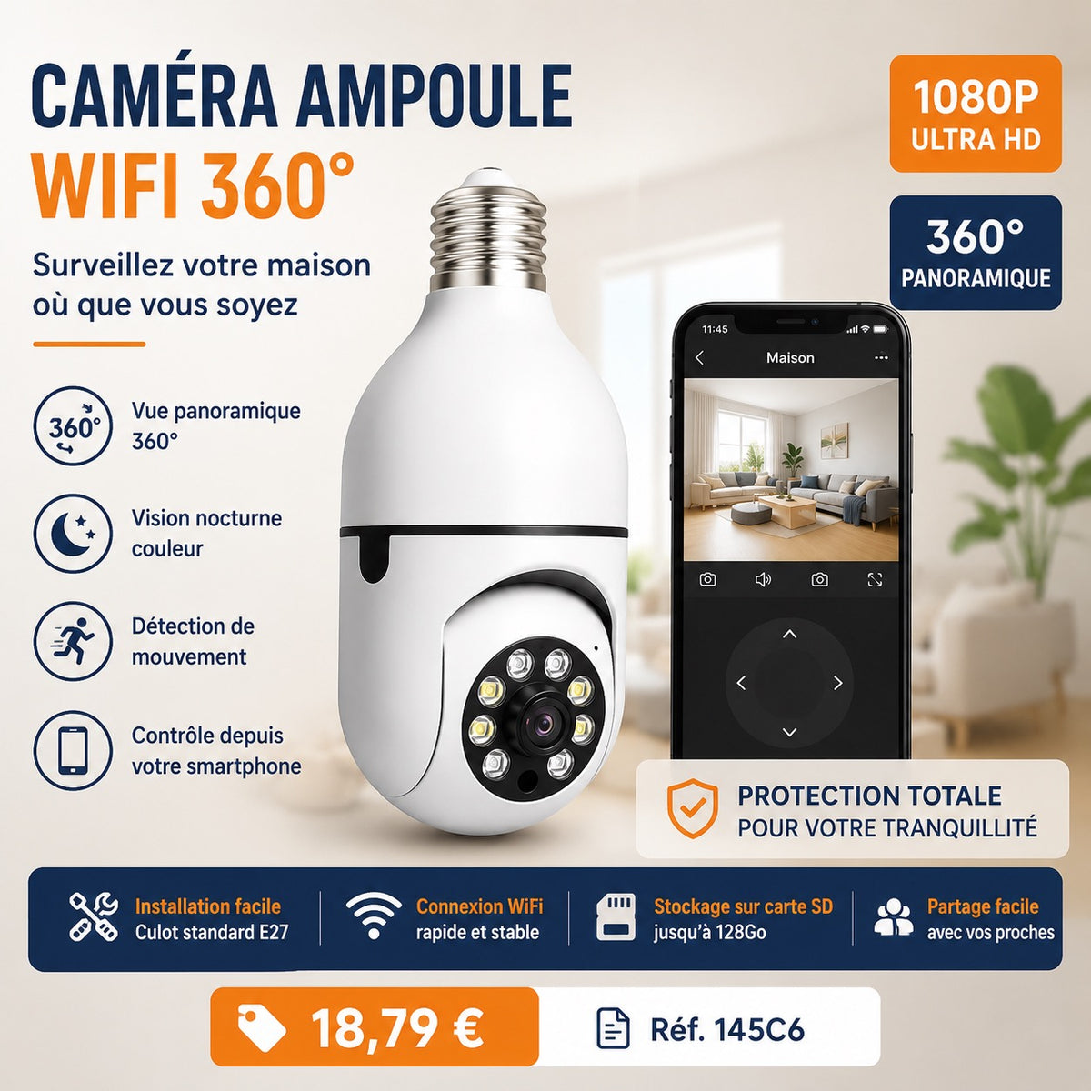 Caméra ampoule à vis