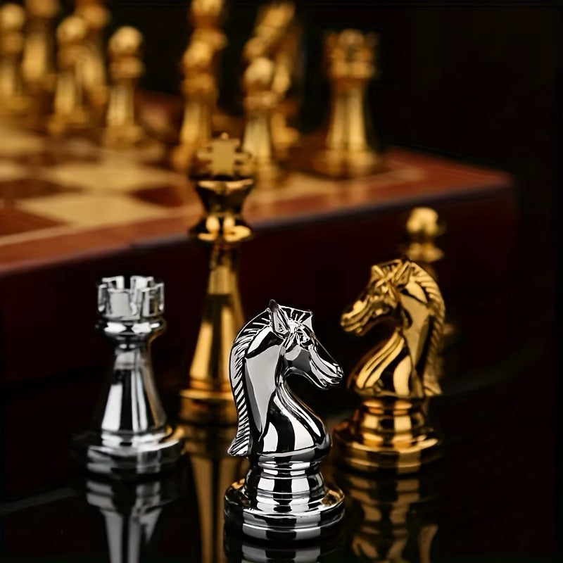 ♟️ Jeu d'Échecs Prestige 30 × 30 cm – Pièces Métal Massif & Coffret Bois Pliable