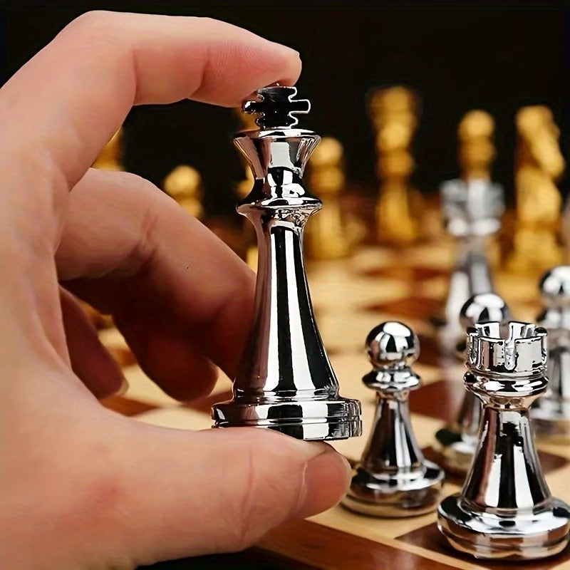 ♟️ Jeu d'Échecs Prestige 30 × 30 cm – Pièces Métal Massif & Coffret Bois Pliable