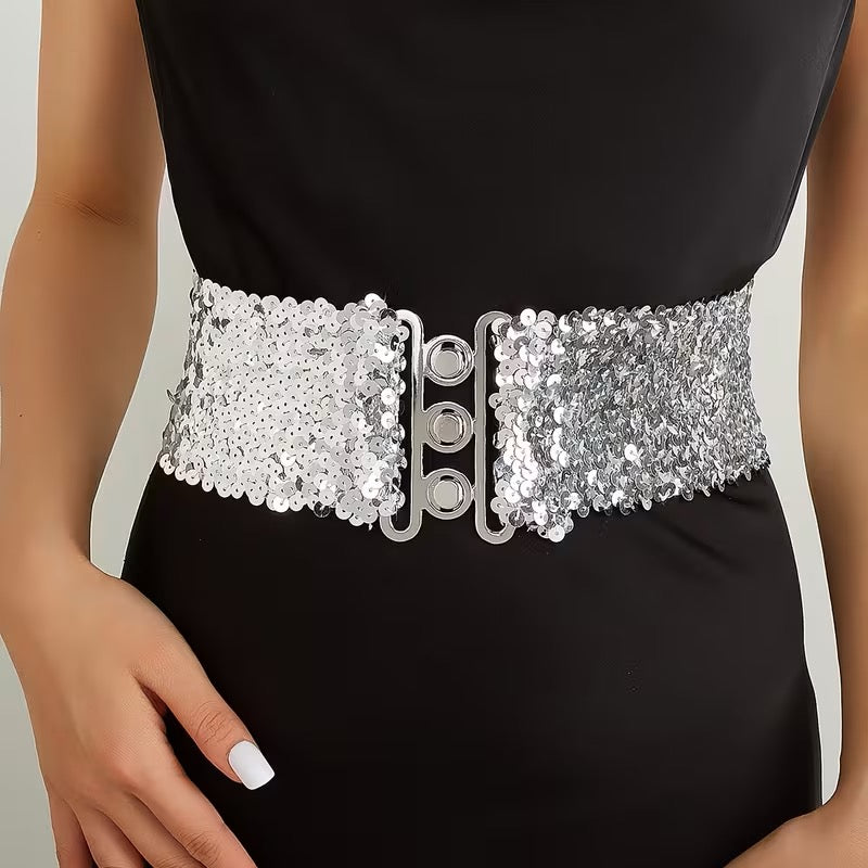 CEINTURE ÉLASTIQUE À PAILLETTES – STYLE GLAMOUR EFFET WOW ✨