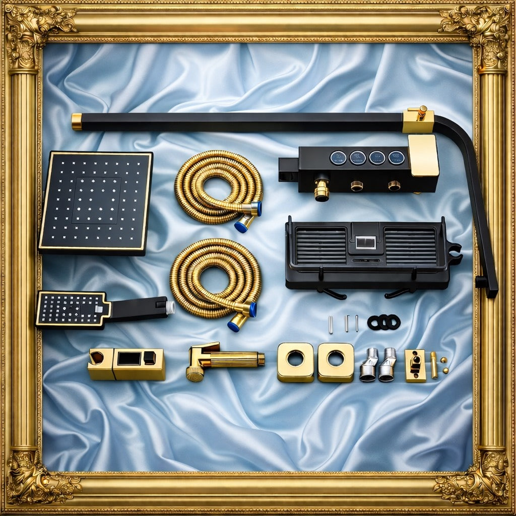 Douche de luxe noir & or - Système intelligent 4 fonctions