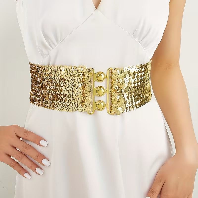 CEINTURE ÉLASTIQUE À PAILLETTES – STYLE GLAMOUR EFFET WOW ✨