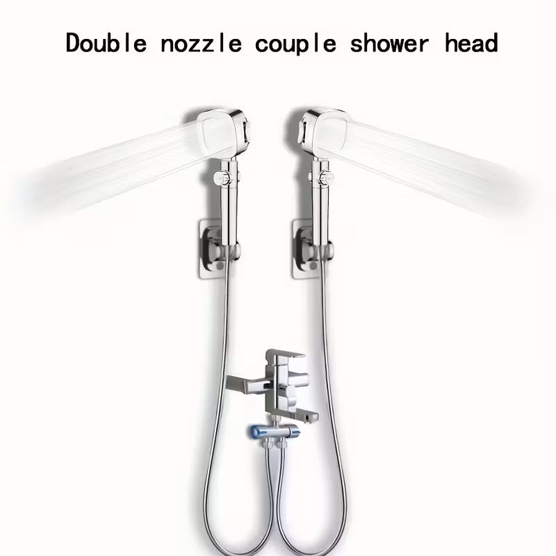 Douche en duo — 2 têtes de douche portables