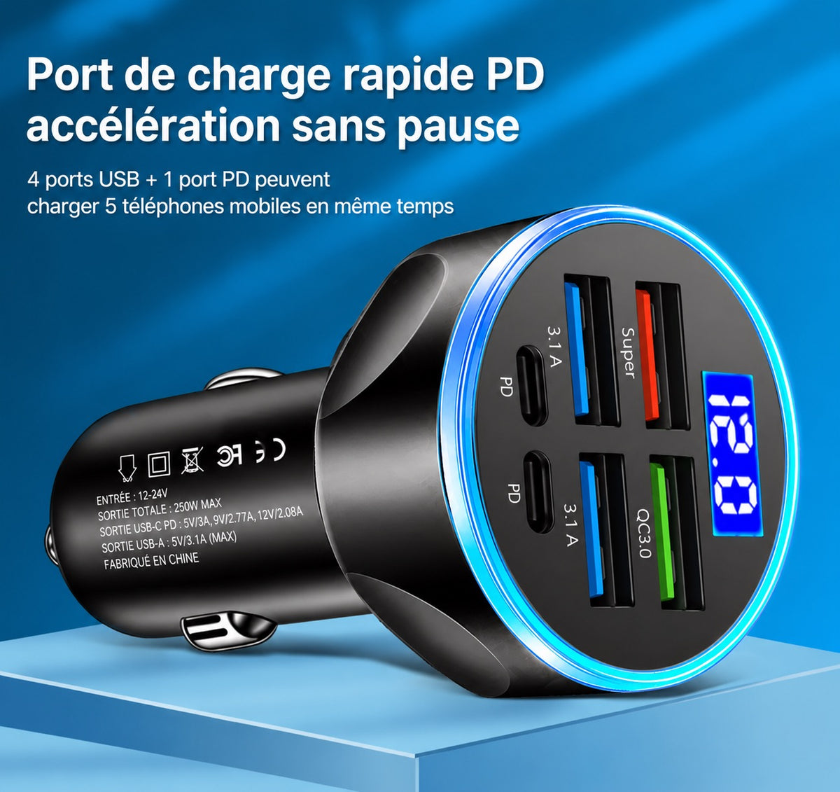 Prise USB sur allume cigare