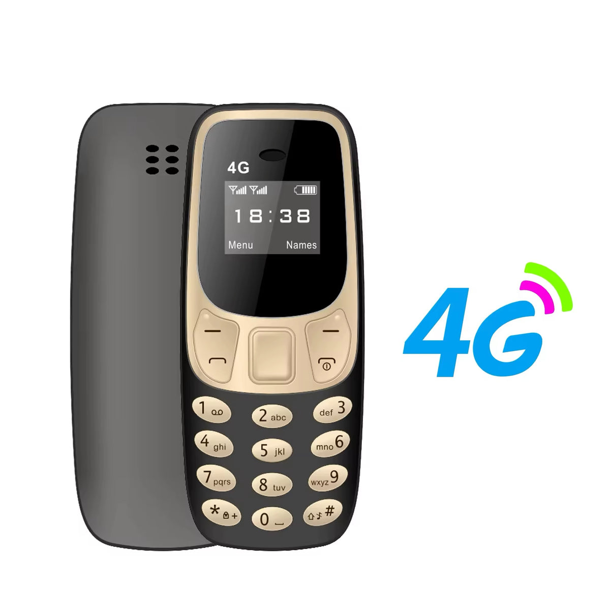📱 Mini téléphone 4G BM10 Noir & Or – Ultra compact – Double SIM – USB-C – Le téléphone qui se glisse partout !
