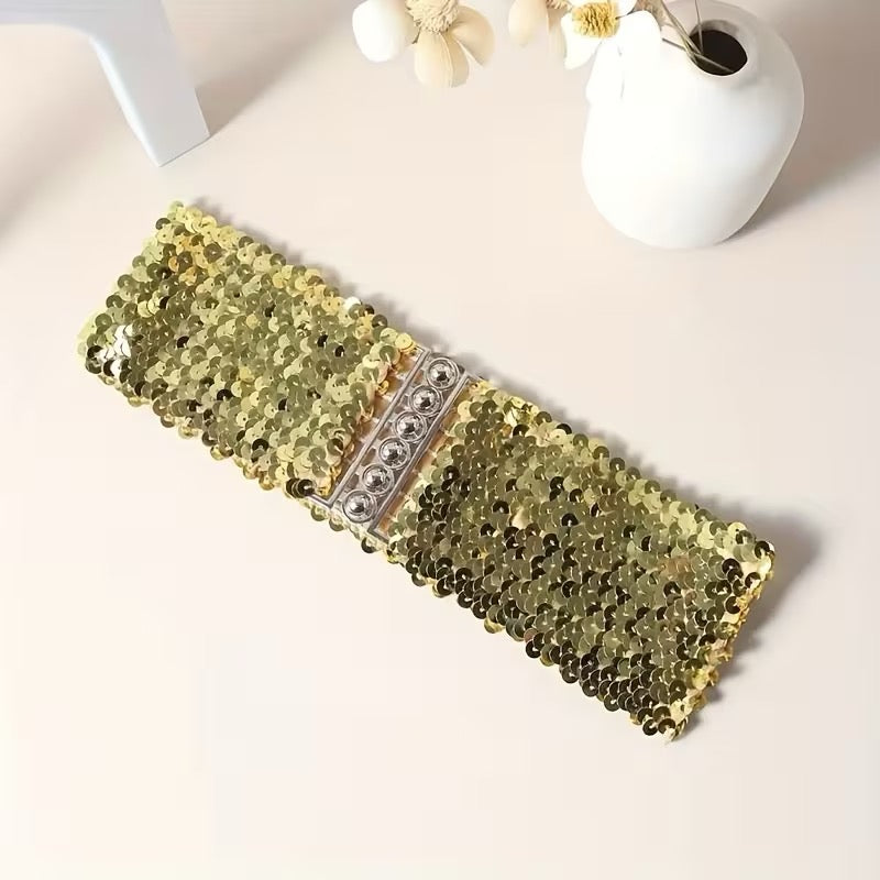CEINTURE ÉLASTIQUE À PAILLETTES – STYLE GLAMOUR EFFET WOW ✨