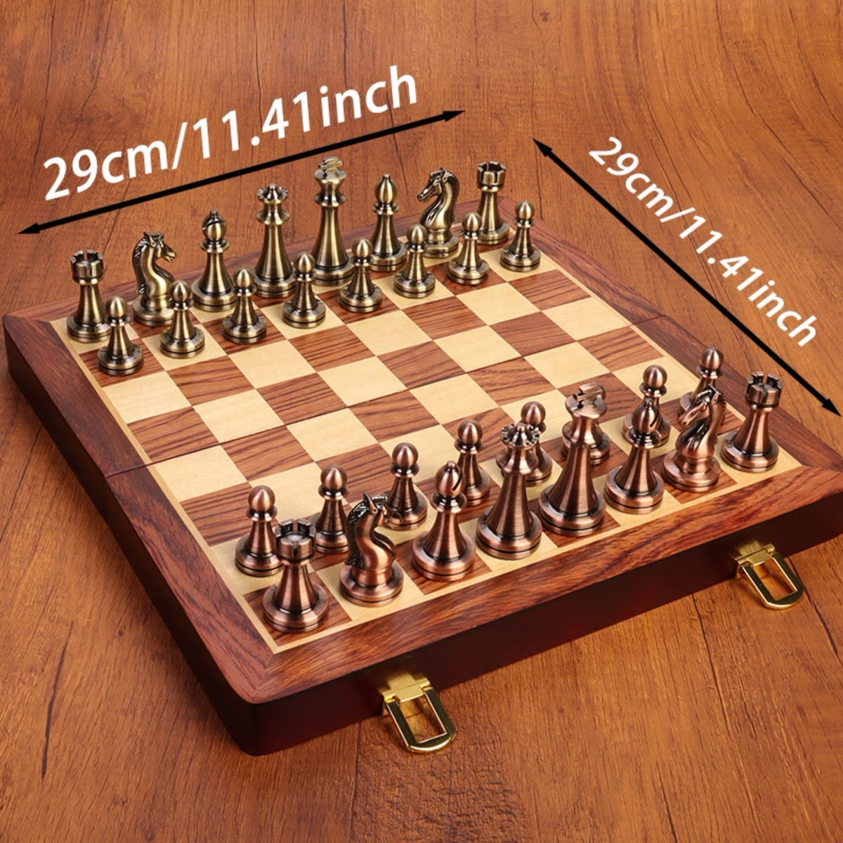♟️ Jeu d'Échecs Prestige 30 × 30 cm – Pièces Métal Massif & Coffret Bois Pliable