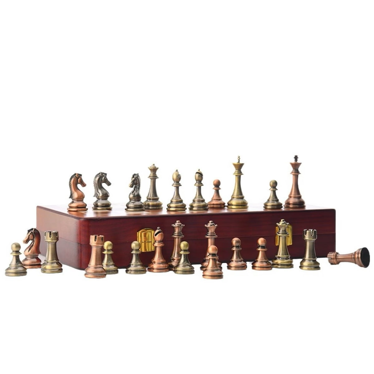 ♟️ Jeu d'Échecs Prestige 30 × 30 cm – Pièces Métal Massif & Coffret Bois Pliable