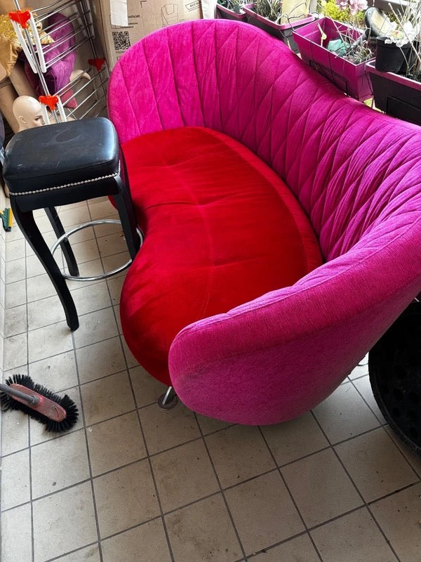 Canapé design velours rouge / fuchsia 2 m – style moderne