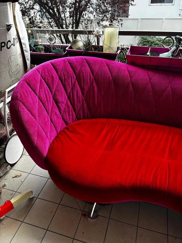 Canapé design velours rouge / fuchsia 2 m – style moderne