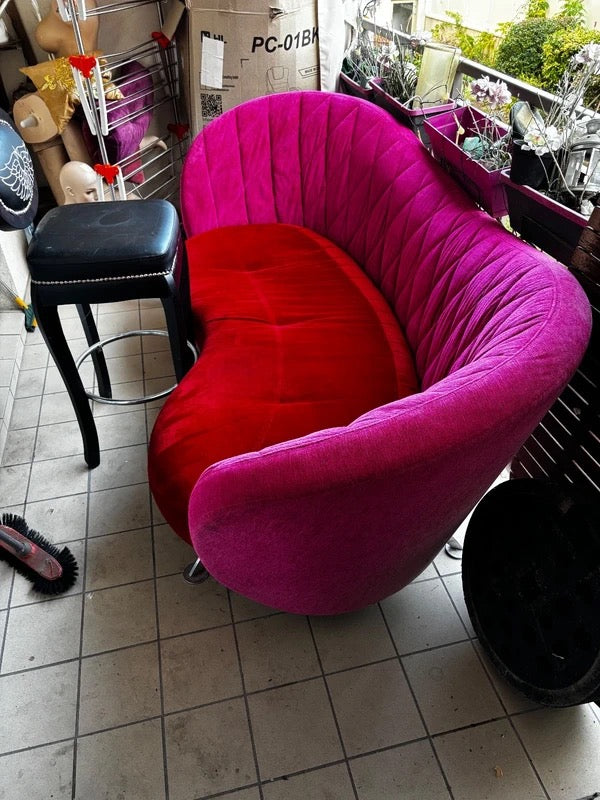 Canapé design velours rouge / fuchsia 2 m – style moderne
