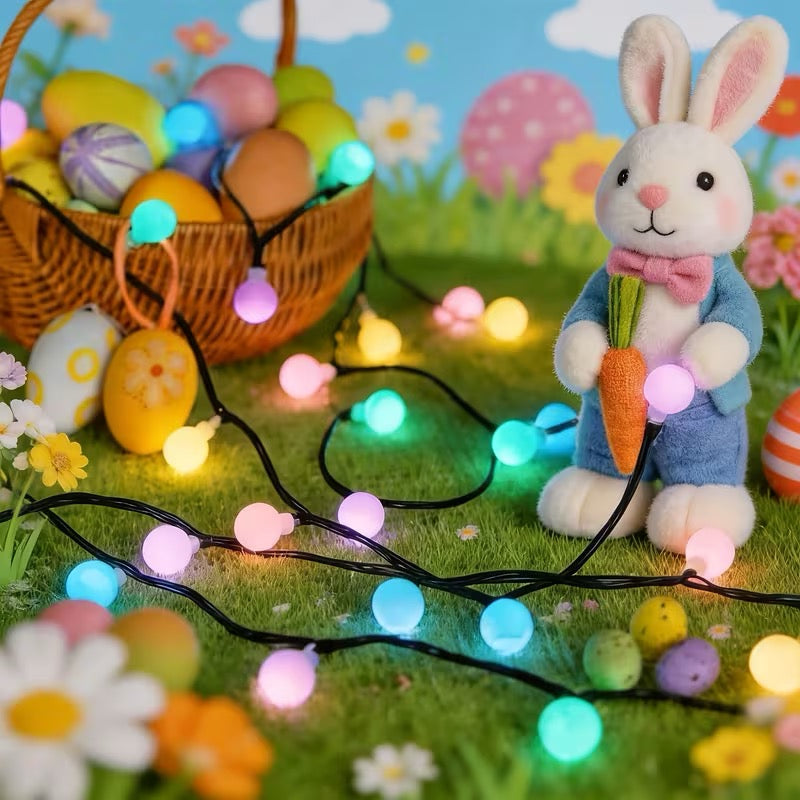 🌈 Guirlande lumineuse solaire à grosses boules LED – 12 mètres – 100 LED multicolores