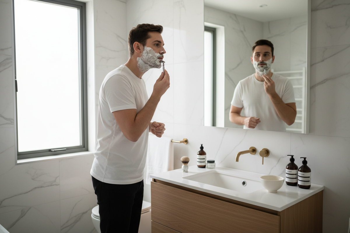 Homme qui se rase – lifestyle